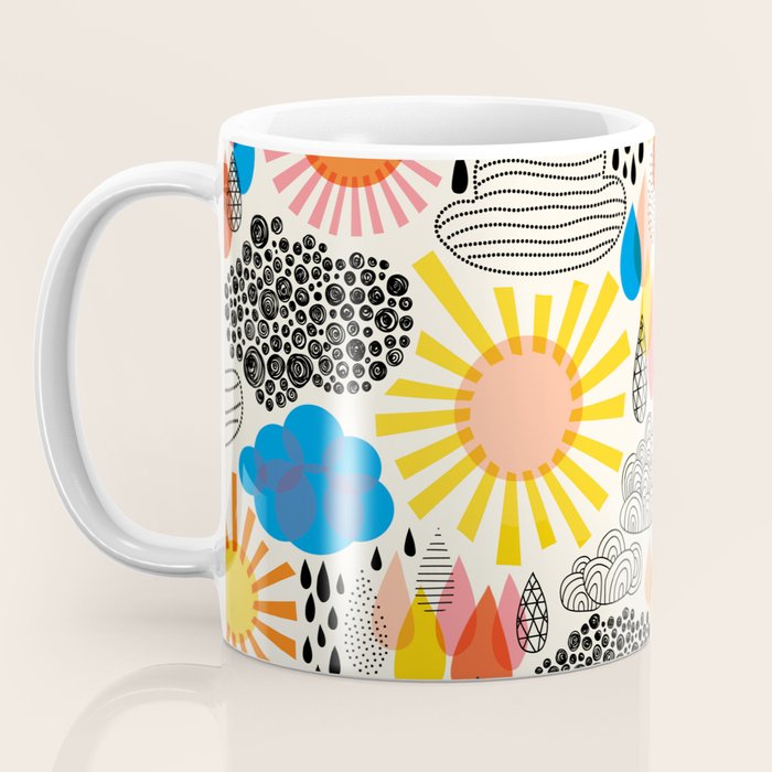 Weather Sun Clouds Rain Pattern #childrendecor #kidspattern Coffee Mug Gallery Image 3