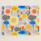 Weather Sun Clouds Rain Pattern #childrendecor #kidspattern Jigsaw Puzzle Gallery Image 1