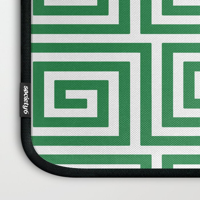 Greek Key Pattern 130 Green Laptop Sleeve Gallery Image 3