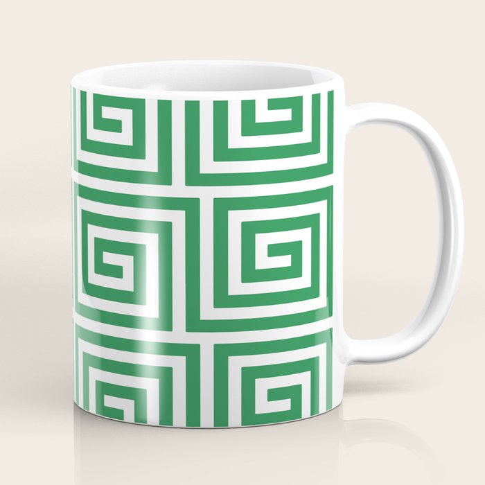 Greek Key Pattern 130 Green Coffee Mug Gallery Image 1