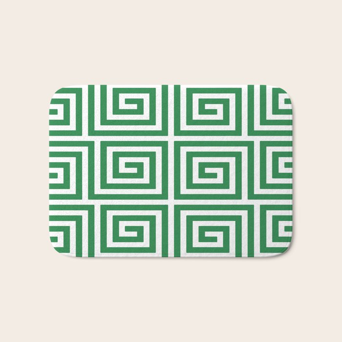 Greek Key Pattern 130 Green Bath Mat Gallery Image 1
