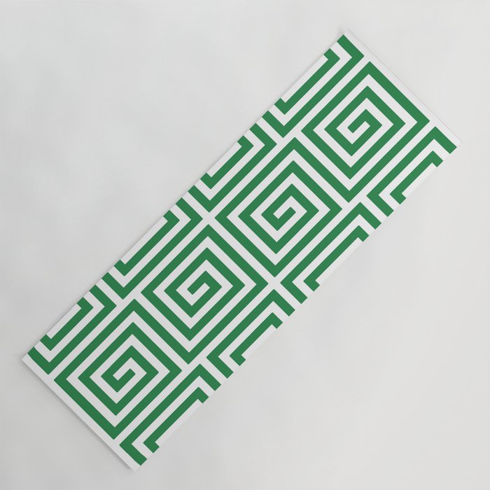 Greek Key Pattern 130 Green Yoga Mat Gallery Image 1
