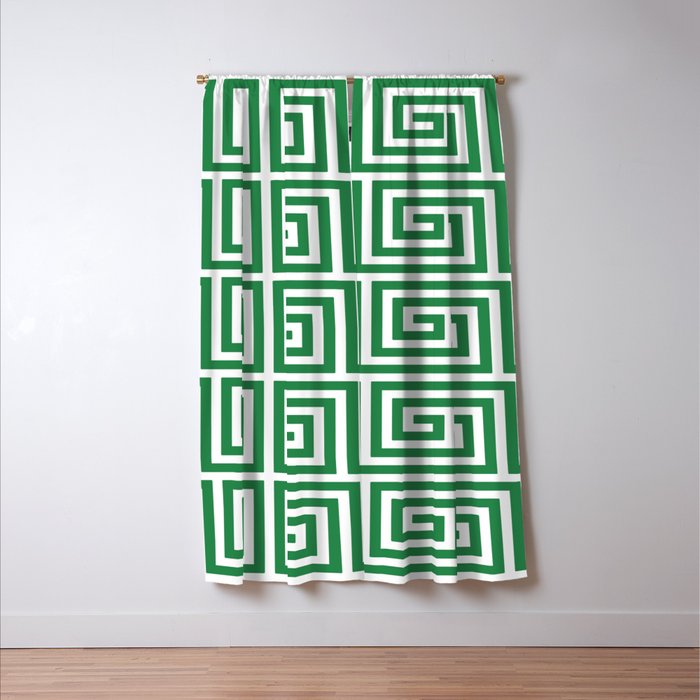 Greek Key Pattern 130 Green Window Curtain Gallery Image 3