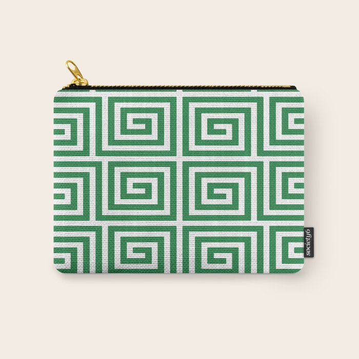 Greek Key Pattern 130 Green Carry All Pouch Gallery Image 1