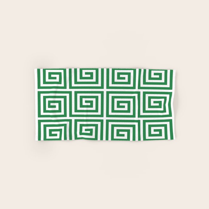 Greek Key Pattern 130 Green Bath Towel Gallery Image 1