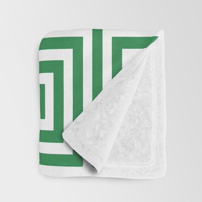 Greek Key Pattern 130 Green Throw Blanket Gallery Image 3