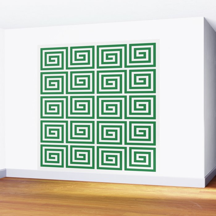 Greek Key Pattern 130 Green Wall Mural Gallery Image 2