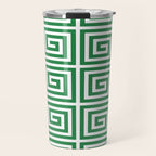 Greek Key Pattern 130 Green Travel Mug Gallery Image 1