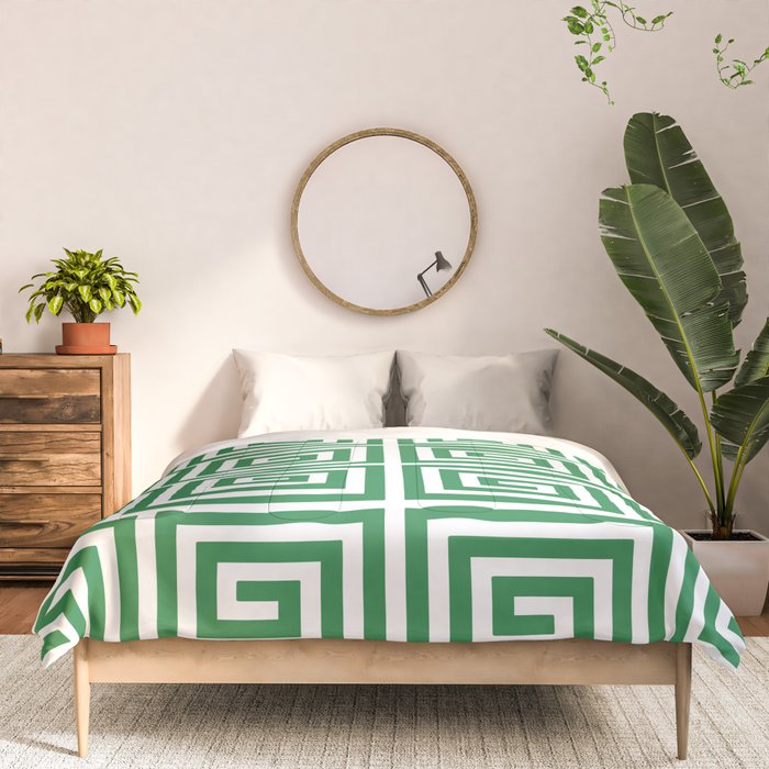 Greek Key Pattern 130 Green Comforter Gallery Image 3