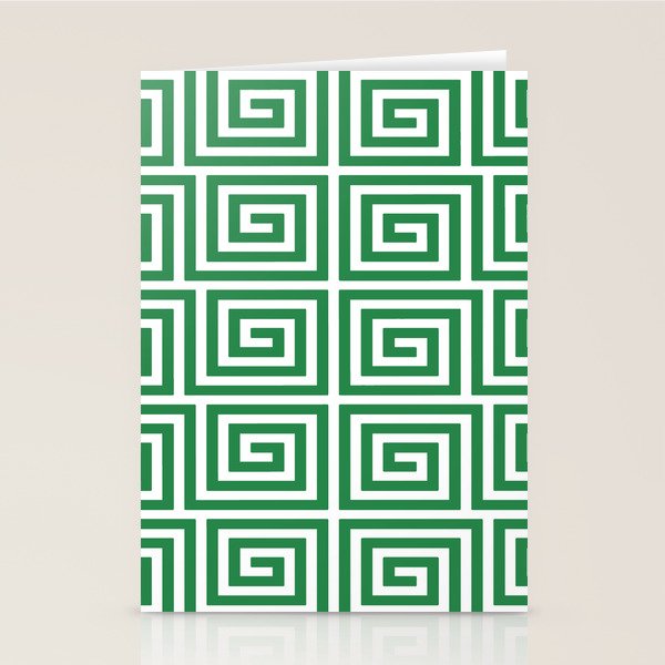 Greek Key Pattern 130 Green Stationery Card Gallery Image 1