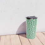 Greek Key Pattern 130 Green Travel Mug Gallery Image 4