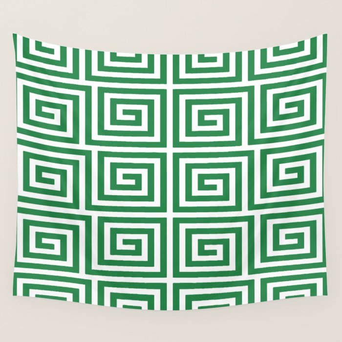 Greek Key Pattern 130 Green Wall Tapestry Gallery Image 4