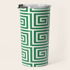 Greek Key Pattern 130 Green Travel Mug Gallery Image 3