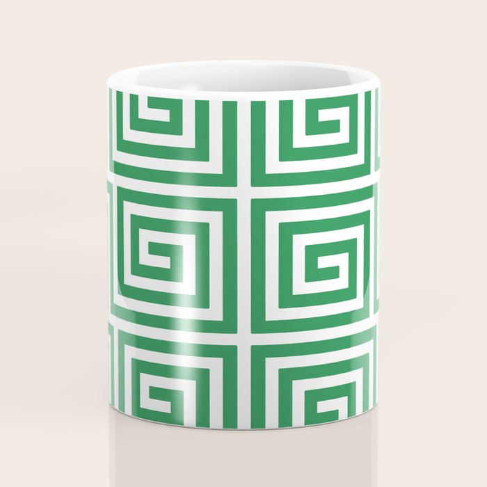 Greek Key Pattern 130 Green Coffee Mug Gallery Image 4