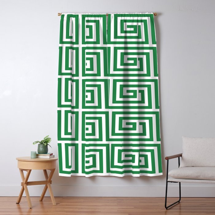 Greek Key Pattern 130 Green Window Curtain Gallery Image 1
