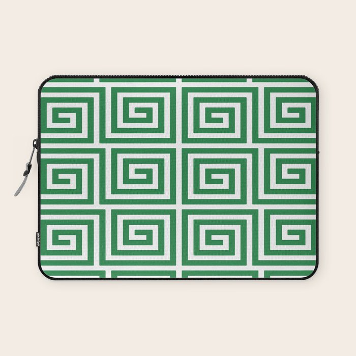 Greek Key Pattern 130 Green Laptop Sleeve Gallery Image 1