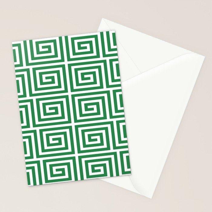 Greek Key Pattern 130 Green Stationery Card Gallery Image 2