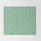 Greek Key Pattern 130 Green Throw Blanket Gallery Image 2