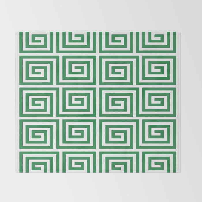 Greek Key Pattern 130 Green Throw Blanket Gallery Image 2