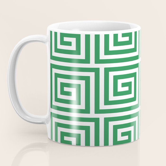 Greek Key Pattern 130 Green Coffee Mug Gallery Image 3