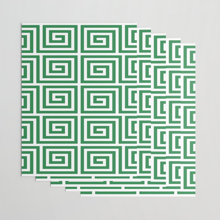 Greek Key Pattern 130 Green Wrapping Paper Gallery Image 3