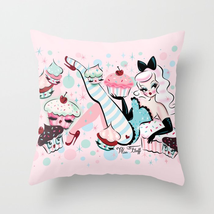 Vanilla Cupcake Pinup Doll  Throw Pillow Gallery Image 6