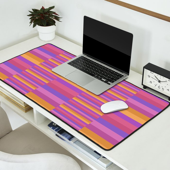 Mixed Stripes Pattern IV Colorful 90s Desk Mat Gallery Image 2