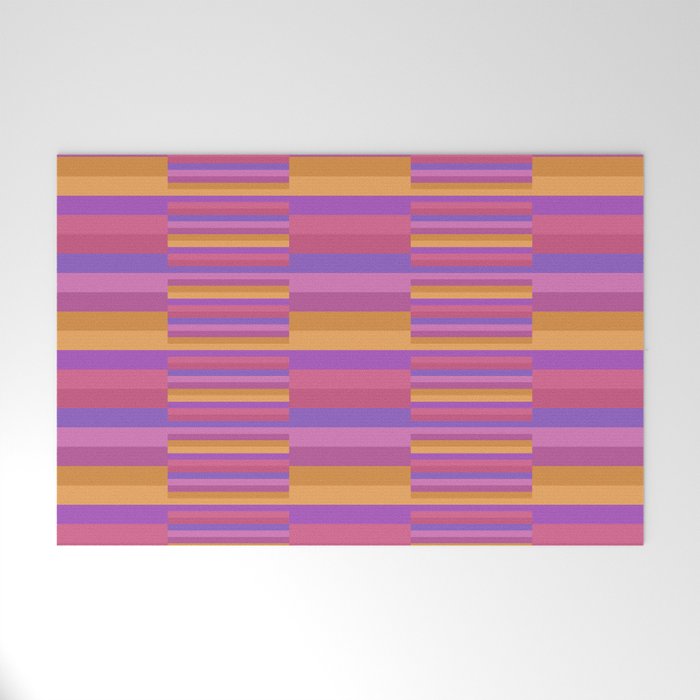 Mixed Stripes Pattern IV Colorful 90s Welcome Mat Gallery Image 1