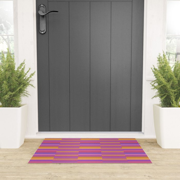 Mixed Stripes Pattern IV Colorful 90s Welcome Mat Gallery Image 3