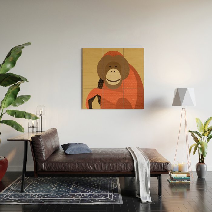 Whimsy Orangutan Wood Wall Art Gallery Image 2