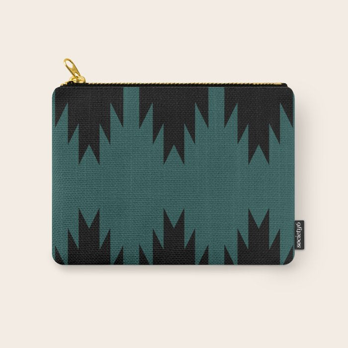 Geometric Southwestern Minimalism - Teal Green Carry All Pouch Gallery Image 1