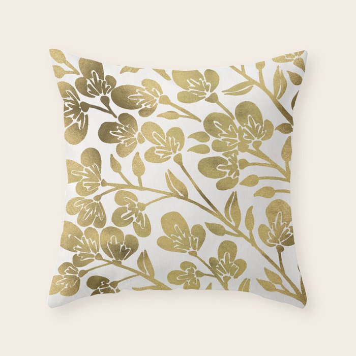 Cherry Blossoms - Gold Palette Throw Pillow Gallery Image 6