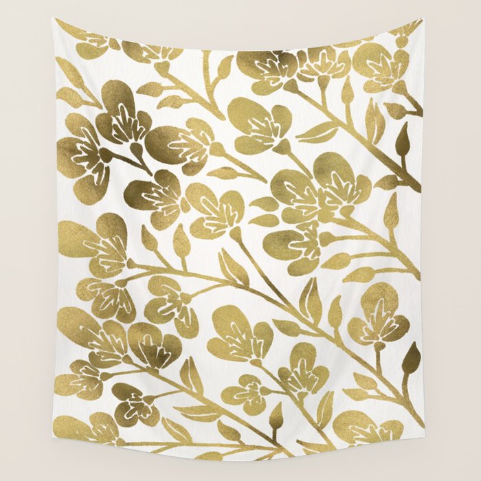 Cherry Blossoms - Gold Palette Wall Tapestry Gallery Image 1
