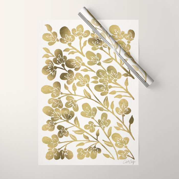 Cherry Blossoms - Gold Palette Wrapping Paper Gallery Image 1