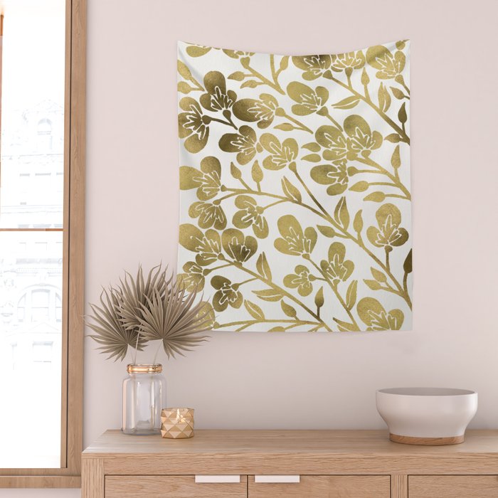 Cherry Blossoms - Gold Palette Wall Tapestry Gallery Image 2