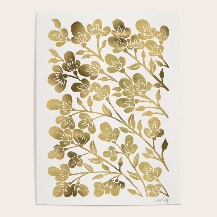 Cherry Blossoms - Gold Palette Poster Gallery Image 1