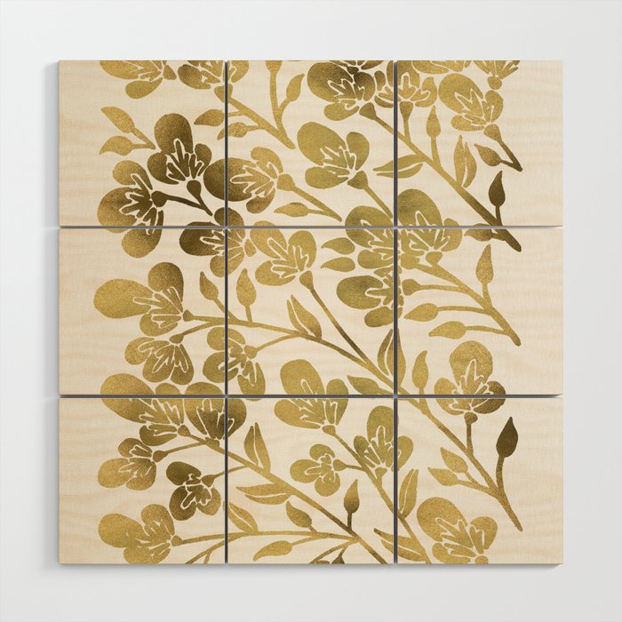 Cherry Blossoms - Gold Palette Wood Wall Art Gallery Image 1