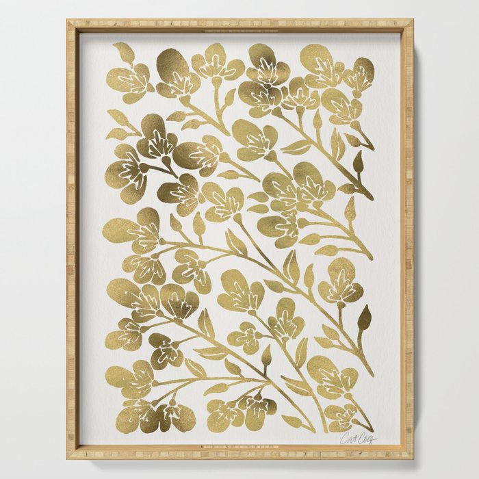 Cherry Blossoms - Gold Palette Serving Tray Gallery Image 1