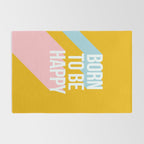 Born to be Happy - Positive Retro Typography  Rug Gallery Image 2