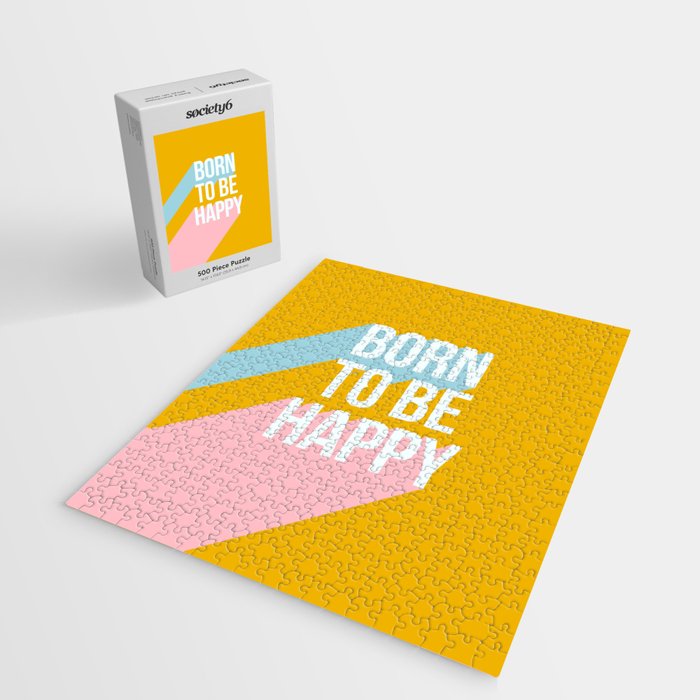 Born to be Happy - Positive Retro Typography  Jigsaw Puzzle Gallery Image 2