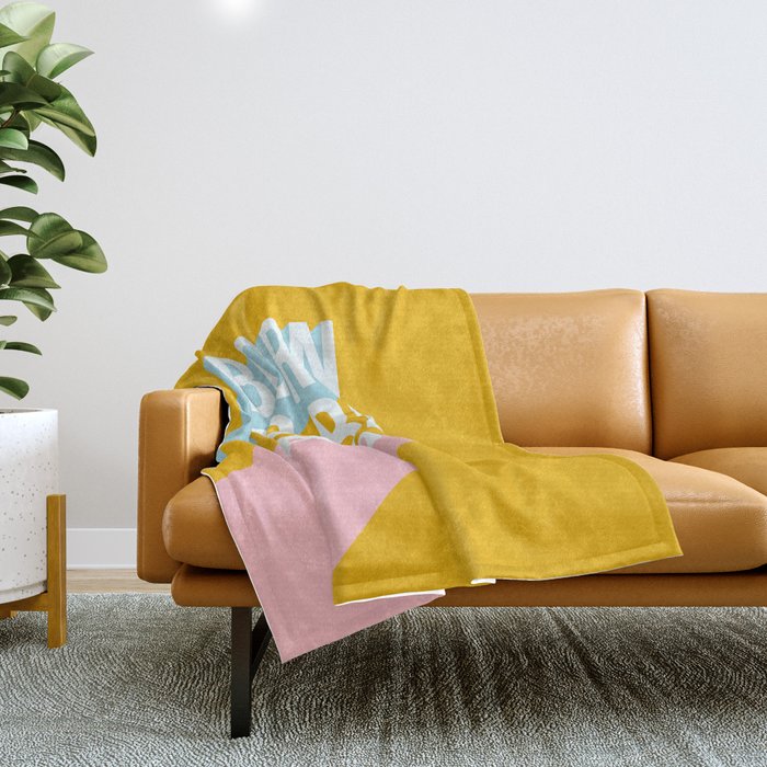 Born to be Happy - Positive Retro Typography  Throw Blanket Gallery Image 1