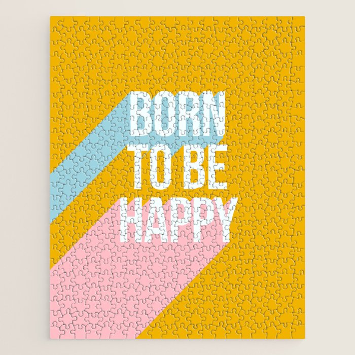 Born to be Happy - Positive Retro Typography  Jigsaw Puzzle Gallery Image 1
