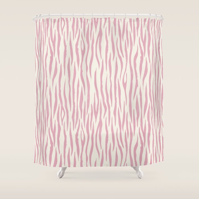 Tiger Stripes In Pink and Cream Shower Curtain Gallery Image 1