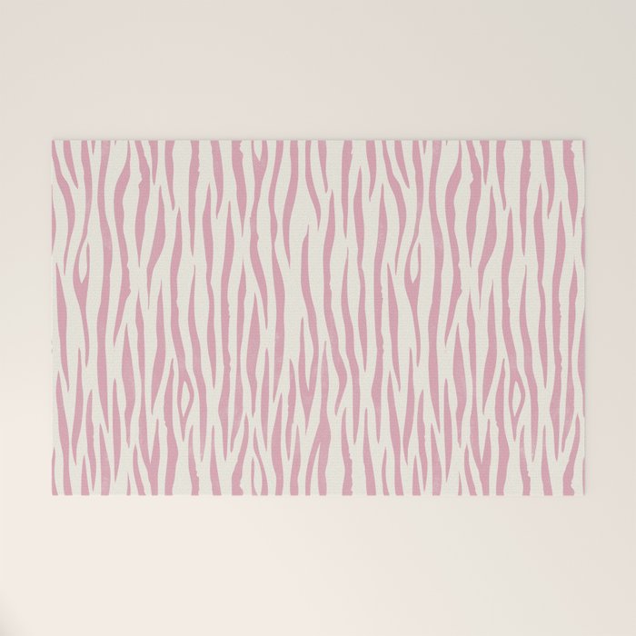 Tiger Stripes In Pink and Cream Welcome Mat Gallery Image 1