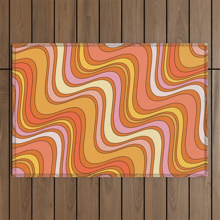 Retro Waves Outdoor Rug Gallery Image 1