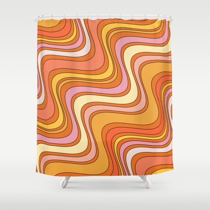 Retro Waves Shower Curtain Gallery Image 1