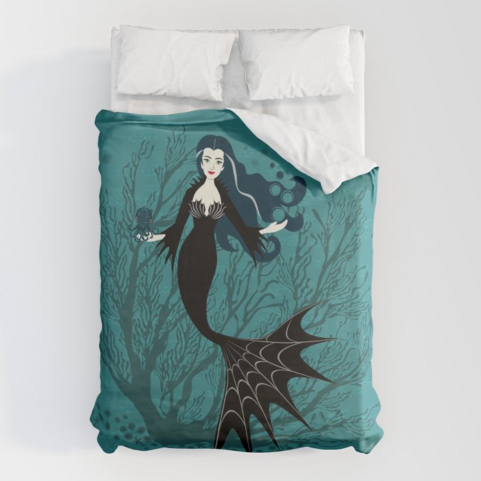 Vampire Mermaid on Aqua Duvet Cover Gallery Image 6