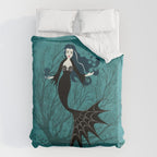 Vampire Mermaid on Aqua Duvet Cover Gallery Image 6