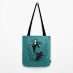 Vampire Mermaid on Aqua Tote Bag Gallery Image 2