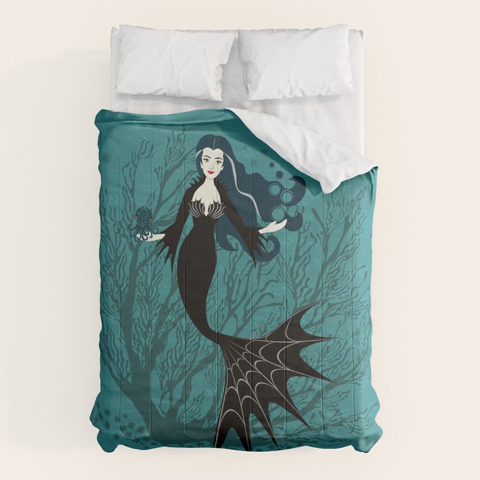 Vampire Mermaid on Aqua Comforter Gallery Image 1